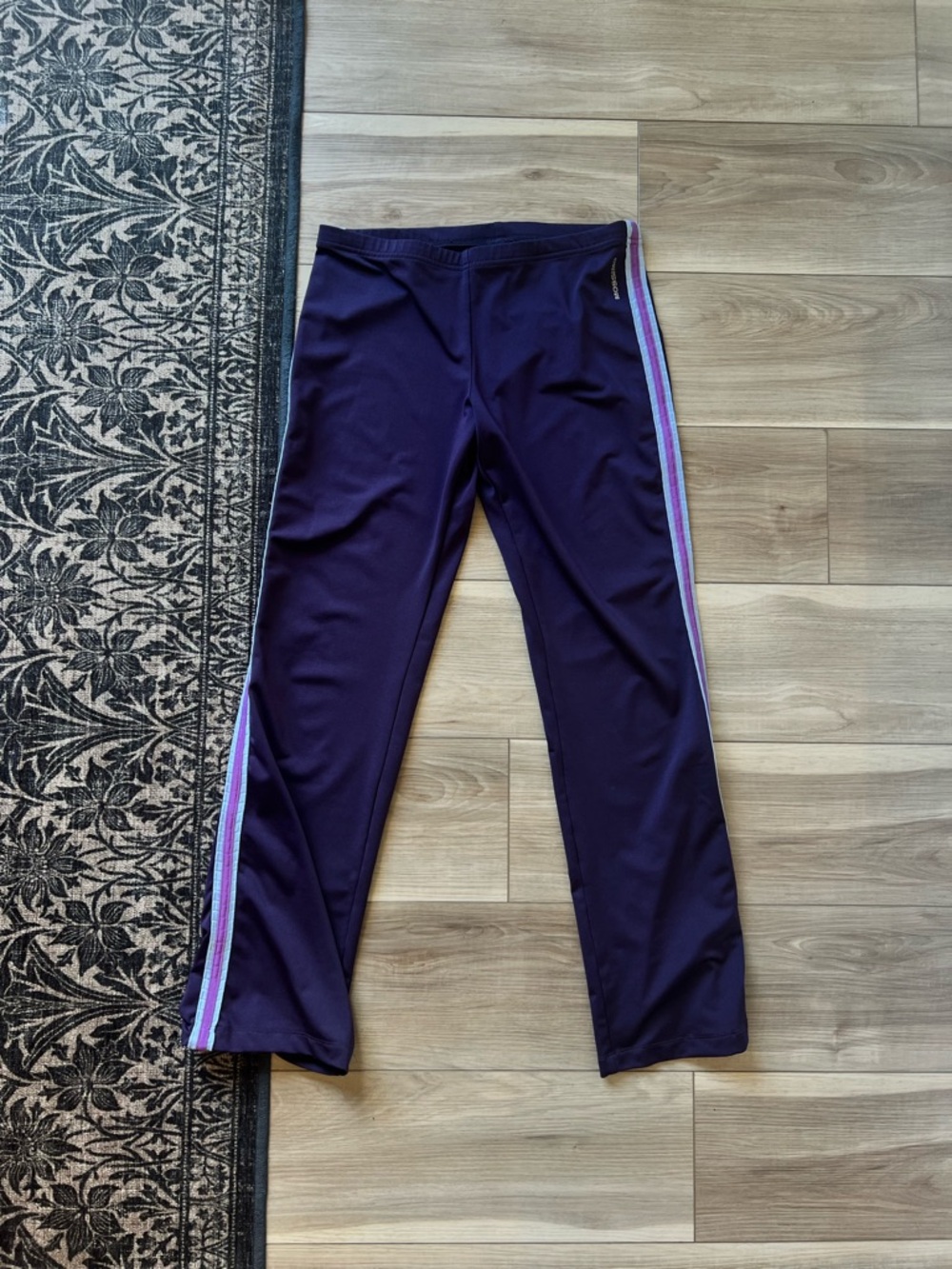 Vintage Mossimo Dark Purple Track Pants with Side Stripes
